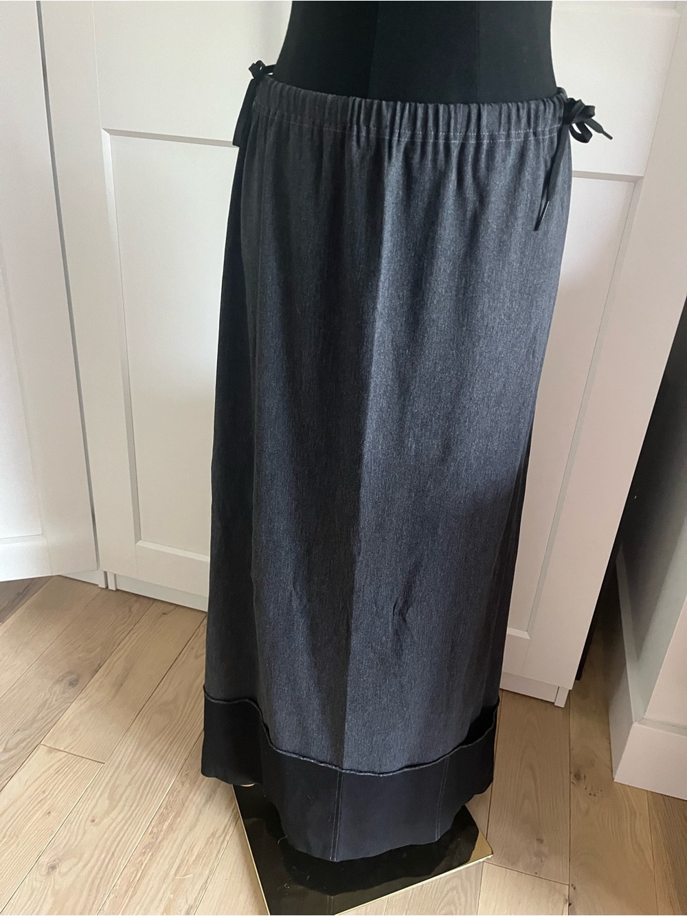 Vintage Y2K Cop Copine Black straight utility Skirt Contrast Hem cyberpunk goth
